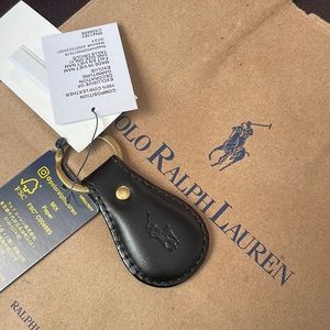 Polo Ralph Lauren Men's Women's Keychain Key Fob Leather Black NWT